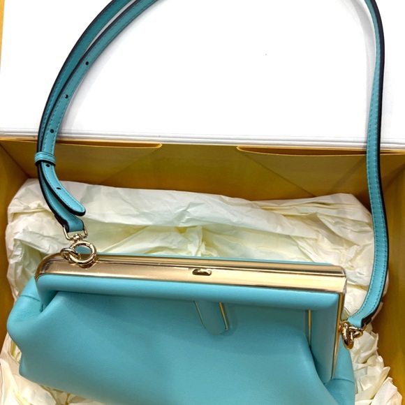 Fendi Turquoise Clutch with Gold Accents - Picture 9 of 10